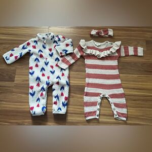 3 Piece Girls Cozy Bundle Size 12 Months Carters Jessica Simpson Romper Jumpsuit